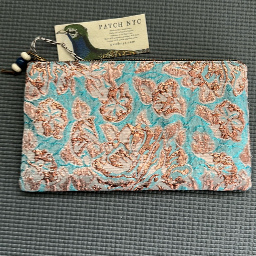Patch NYC Anthropologie Brocade Floral Pouch NWT gorgeous made in USA